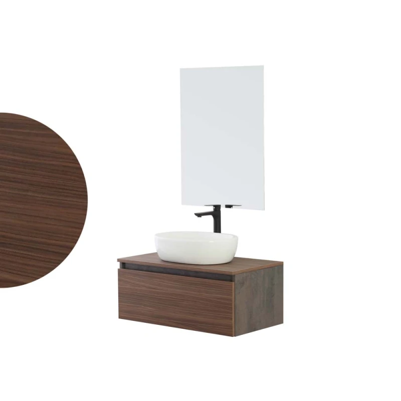 Mobile bagno sospeso Feridras Revital 80 in noce canaletto