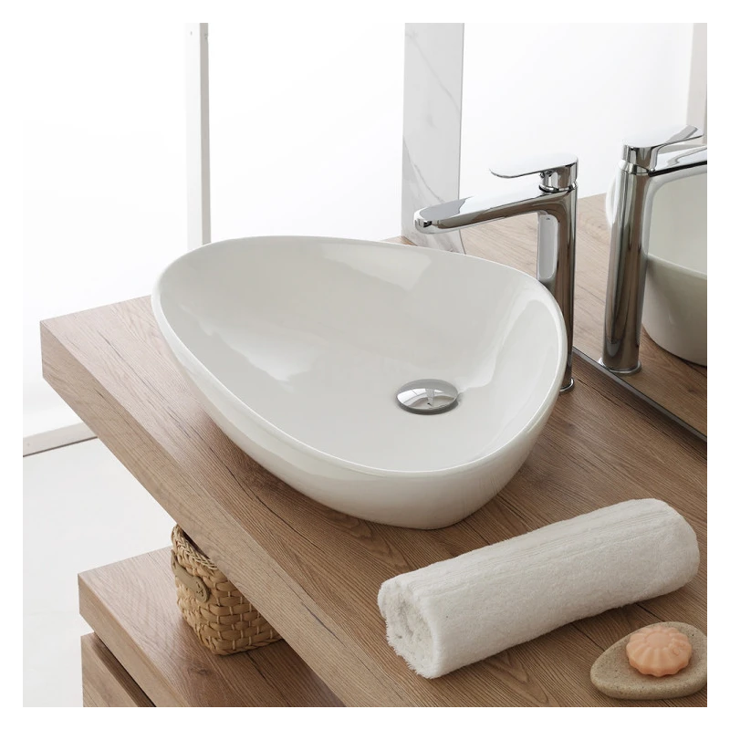 Lavabo ciotola Feridras 59 cm bianco lucido