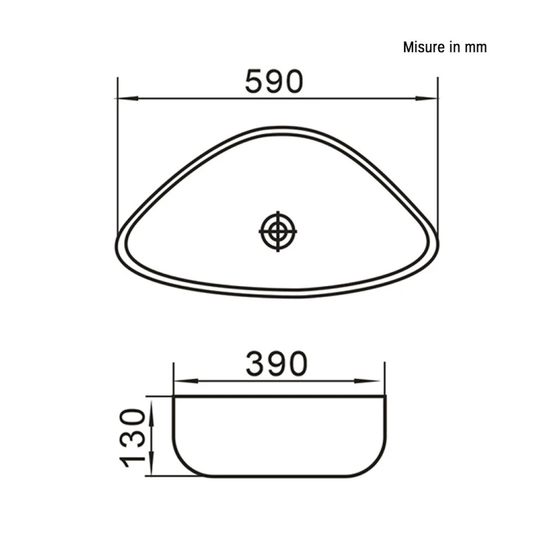 Lavabo ciotola Feridras 59 cm bianco lucido