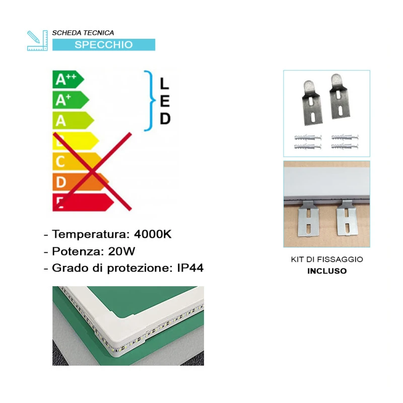 Specchio LED Feridras Puma Ø80 cm - Retroilluminato