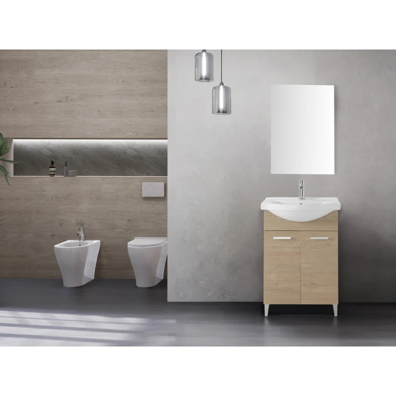 Feridras Stella 55 cm - mobile bagno rovere con lavabo ceramica