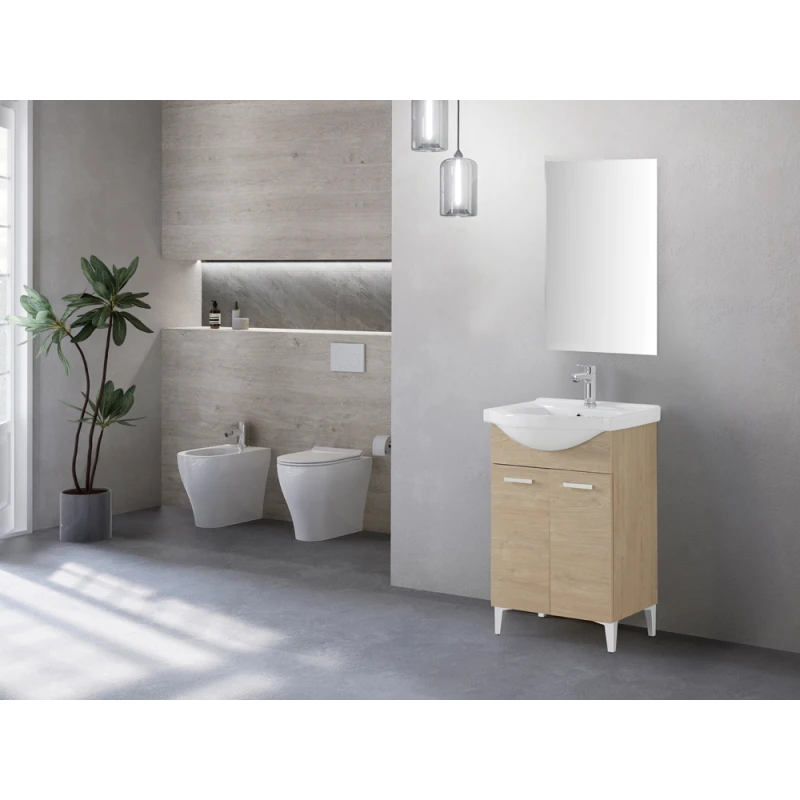 Feridras Stella 55 cm - mobile bagno rovere con lavabo ceramica