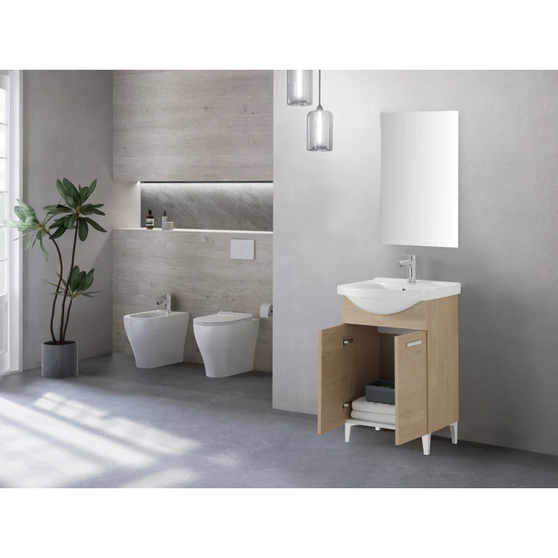 Feridras Stella 55 cm - mobile bagno rovere con lavabo ceramica