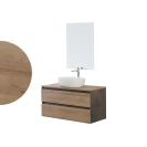 Composizione bagno sospesa Revital 80 cm rovere e ossido grigio
