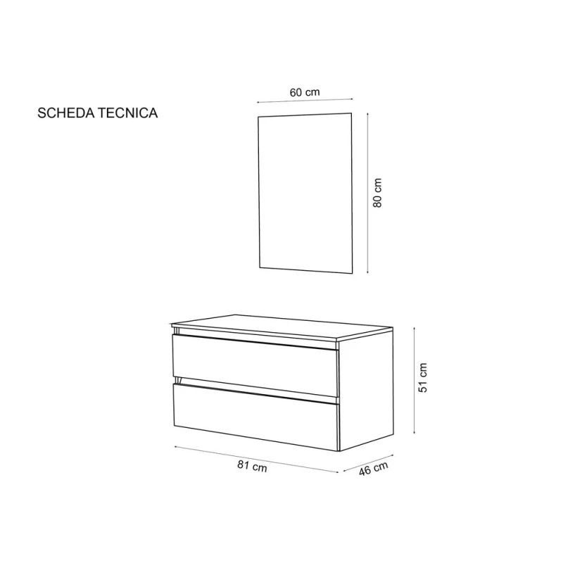 Composizione bagno sospesa Revital 80 cm rovere e ossido grigio