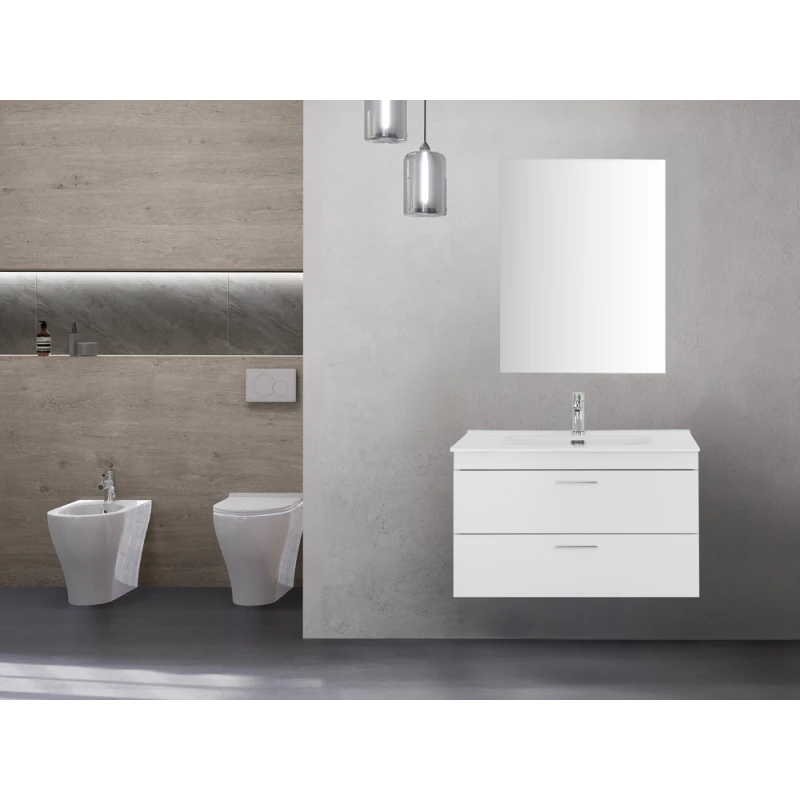 Mobile bagno sospeso Feridras Stella 80 cm bianco lucido