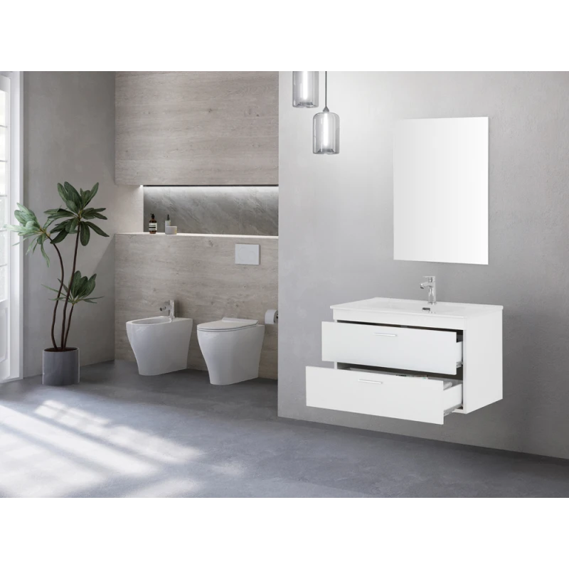 Mobile bagno sospeso Feridras Stella 80 cm bianco lucido
