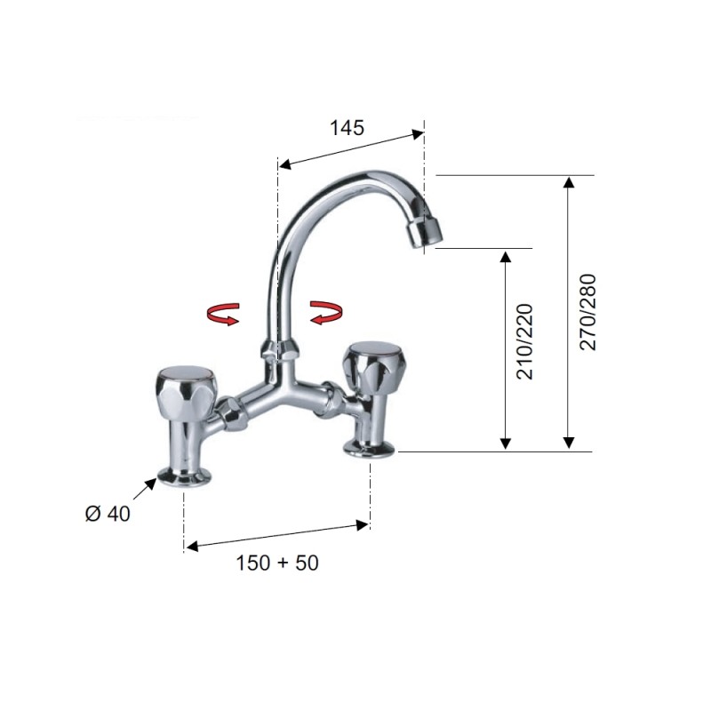 Rubinetto a ponte remer 1000 2000 Remer 14EX