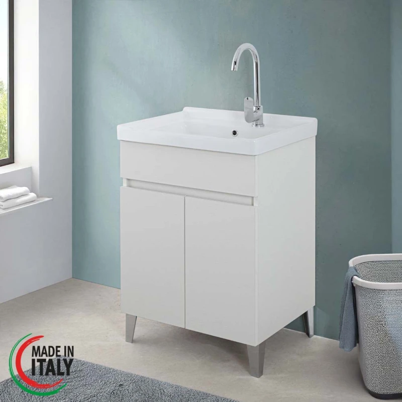 Lavatoio Feridras 60 cm in bianco frassinato