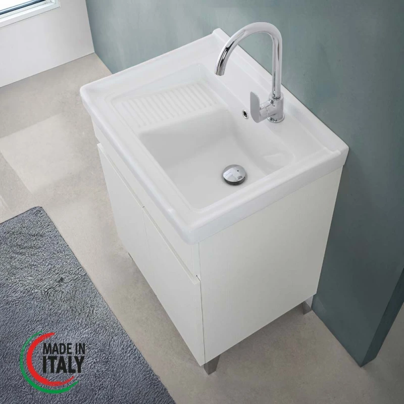 Lavatoio Feridras 60 cm in bianco frassinato
