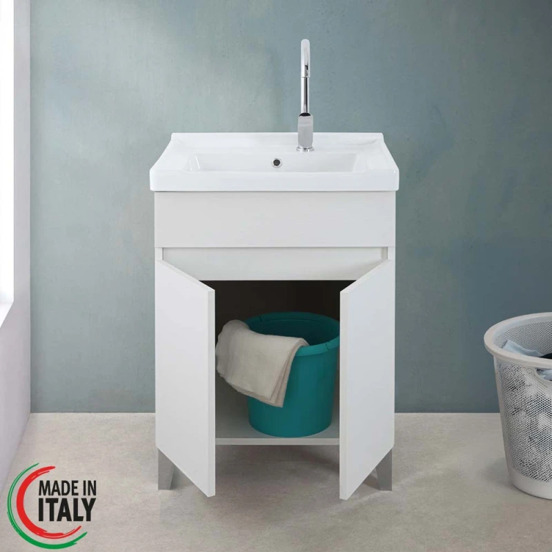 Lavatoio Feridras 60 cm in bianco frassinato