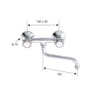 Rubinetto lavello a muro con canna inferiore - serie 1000-2000 Remer 41EX