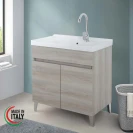 Mobile lavatoio Feridras 80 cm in rovere grigio