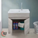 Mobile lavatoio Feridras 80 cm in rovere grigio
