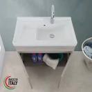 Mobile lavatoio Feridras 80 cm in rovere grigio