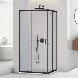 Box doccia angolare trasparente nero opaco 100x70 cm - T-Special