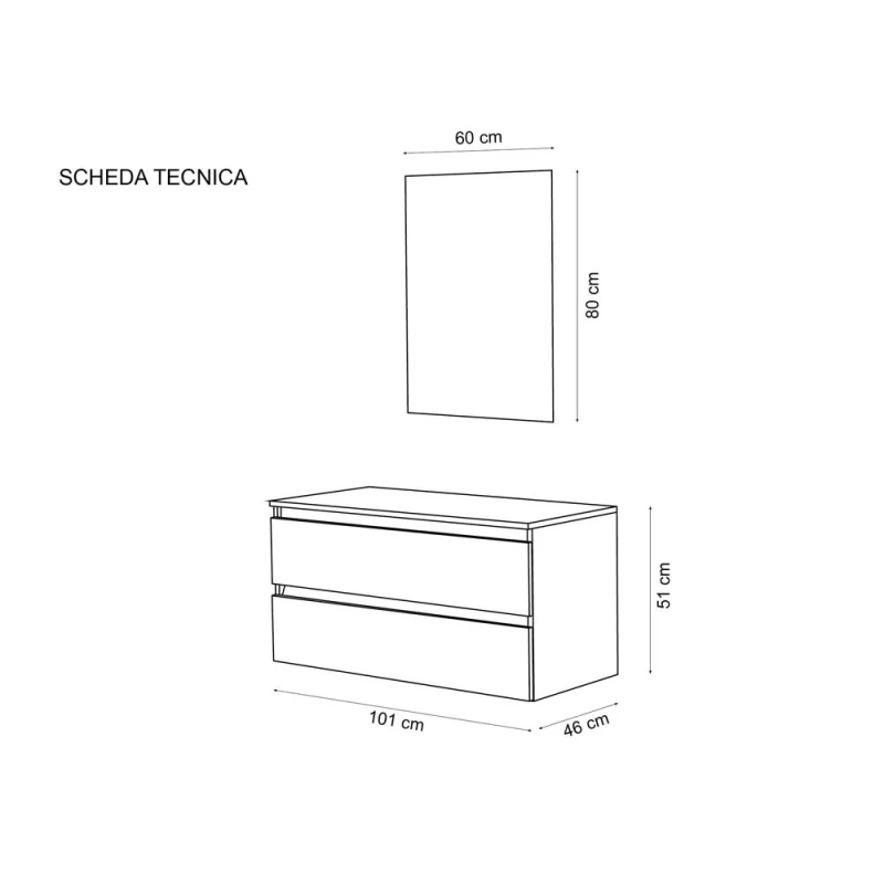 Mobile bagno sospeso Revital Feridras 100 cm moderno