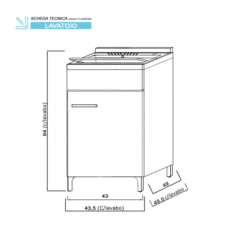 Mobile lavatoio Feridras Stella 45 cm grigio