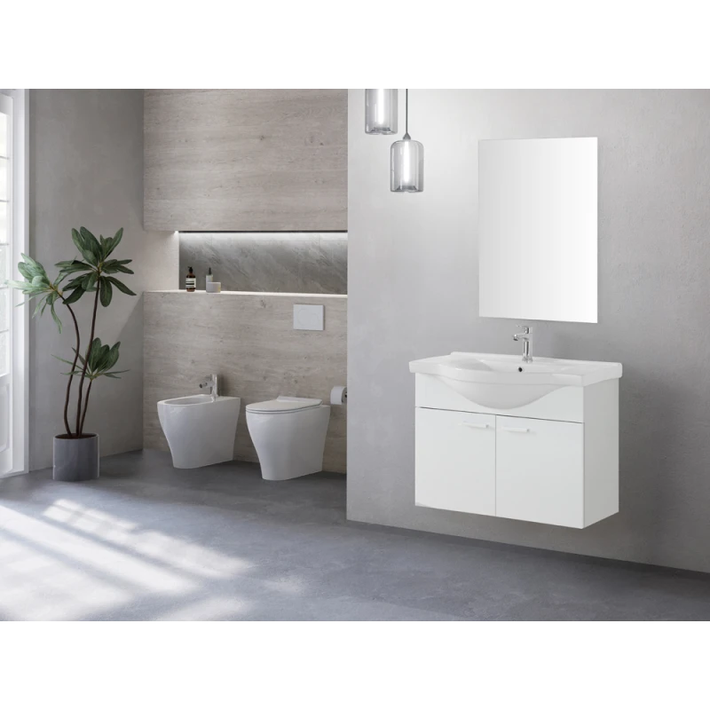 Mobile bagno Stella Feridras 80 cm bianco lucido