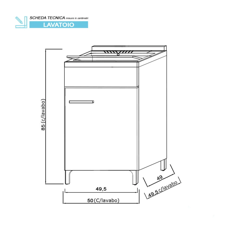 Mobile lavatoio Feridras 50 cm bianco lucido