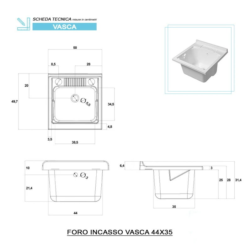 Mobile lavatoio Feridras 50 cm bianco lucido