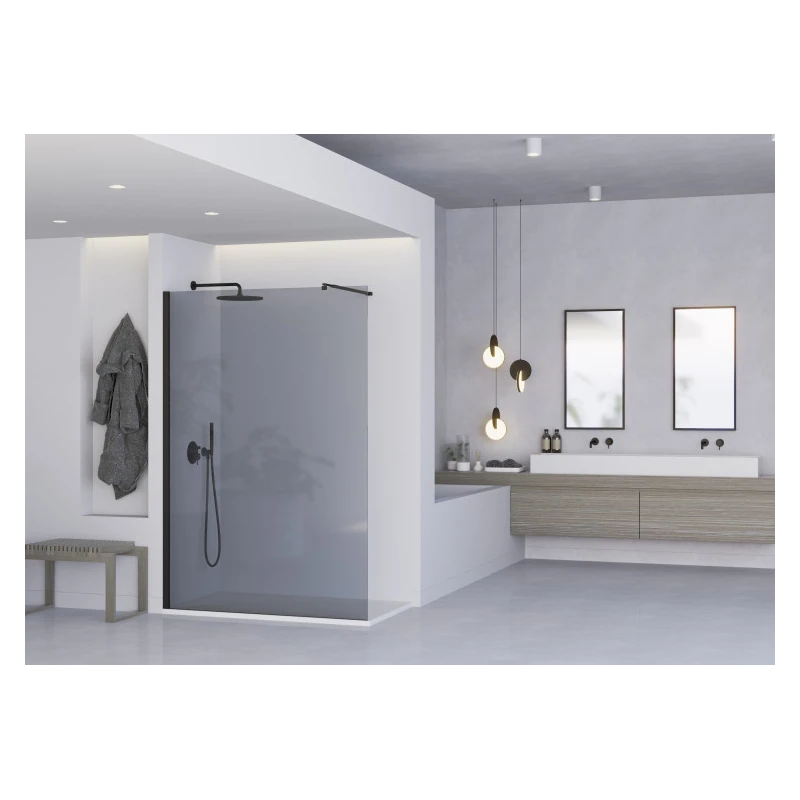 Feridras Parete Doccia Walk-In 140 cm Nero Opaco