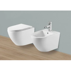 Bidet sospeso Feridras Spin in ceramica bianco lucido