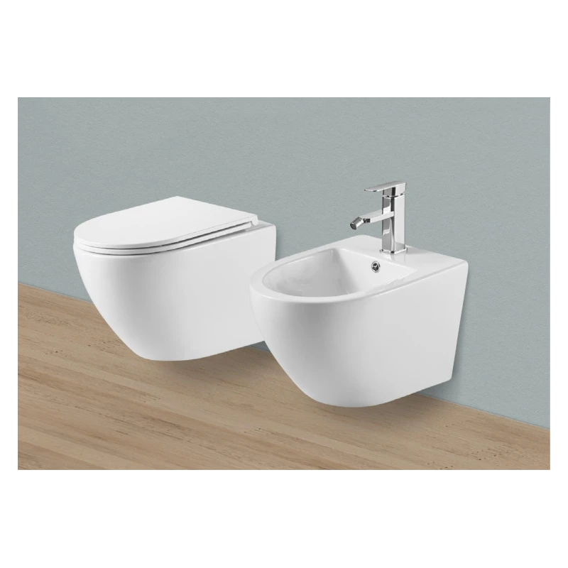 Bidet sospeso Feridras Spin in ceramica bianco lucido