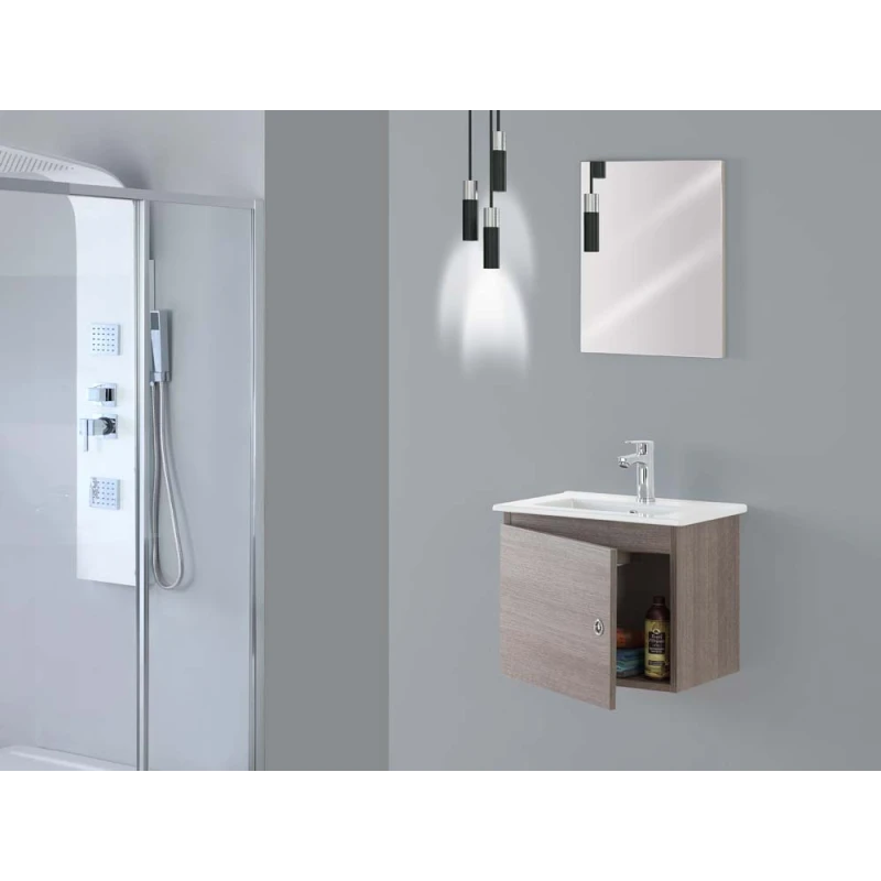 Composizione bagno sospesa Feridras Si50 in rovere scuro