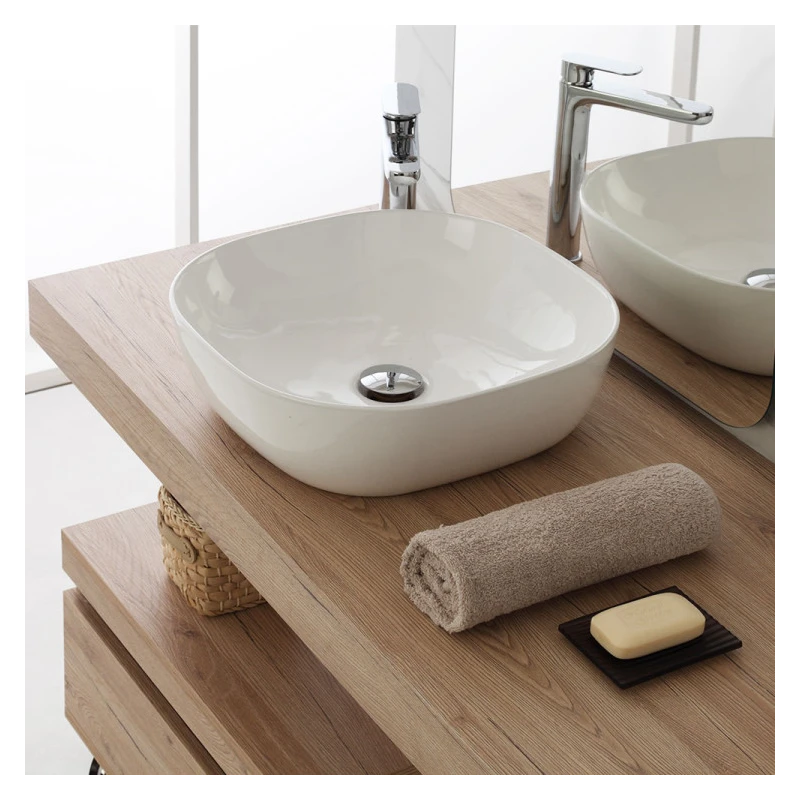 Lavabo da appoggio Feridras L50 bianco lucido