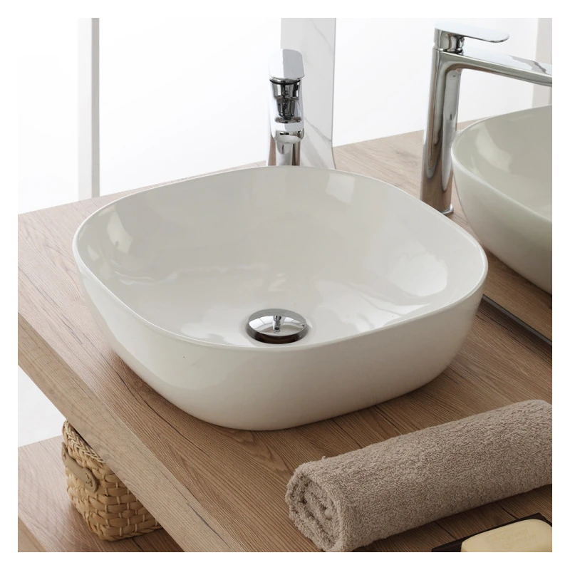 Lavabo da appoggio Feridras L50 bianco lucido