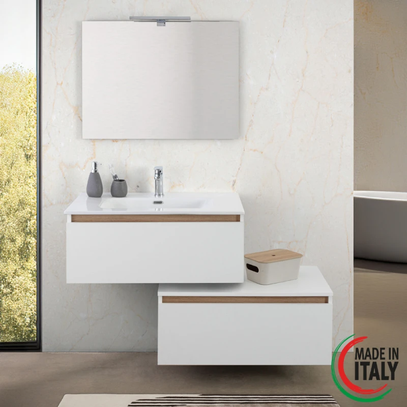 Cassettone Revital Feridras 80 cm bianco frassinato
