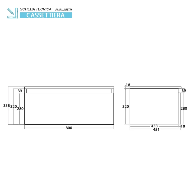 Cassettone Revital Feridras 80 cm bianco frassinato