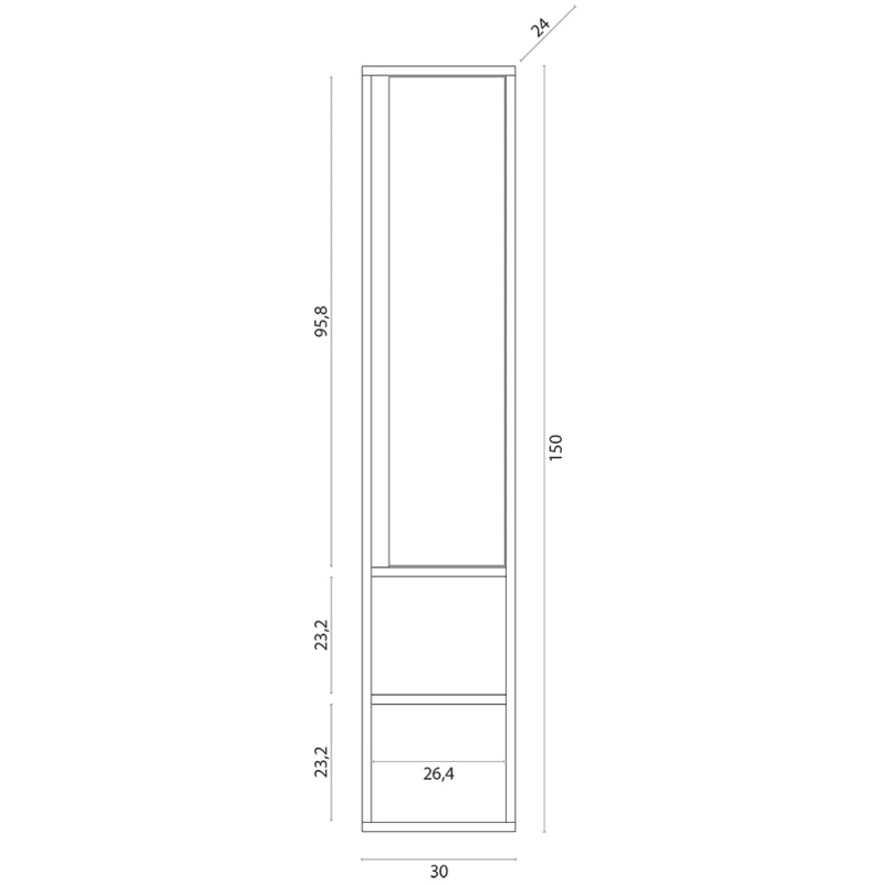 Pensile Feridras Shelf 30x150 cemento in nobilitato