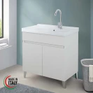 Mobile lavatoio Feridras 80 cm in bianco frassinato