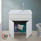 Mobile lavatoio Feridras 80 cm in bianco frassinato