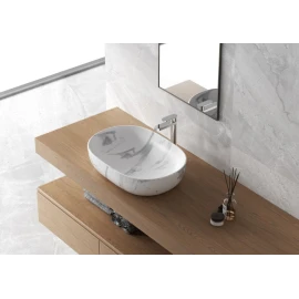 Lavabo da appoggio Feridras 60x41 marmorizzato bianco