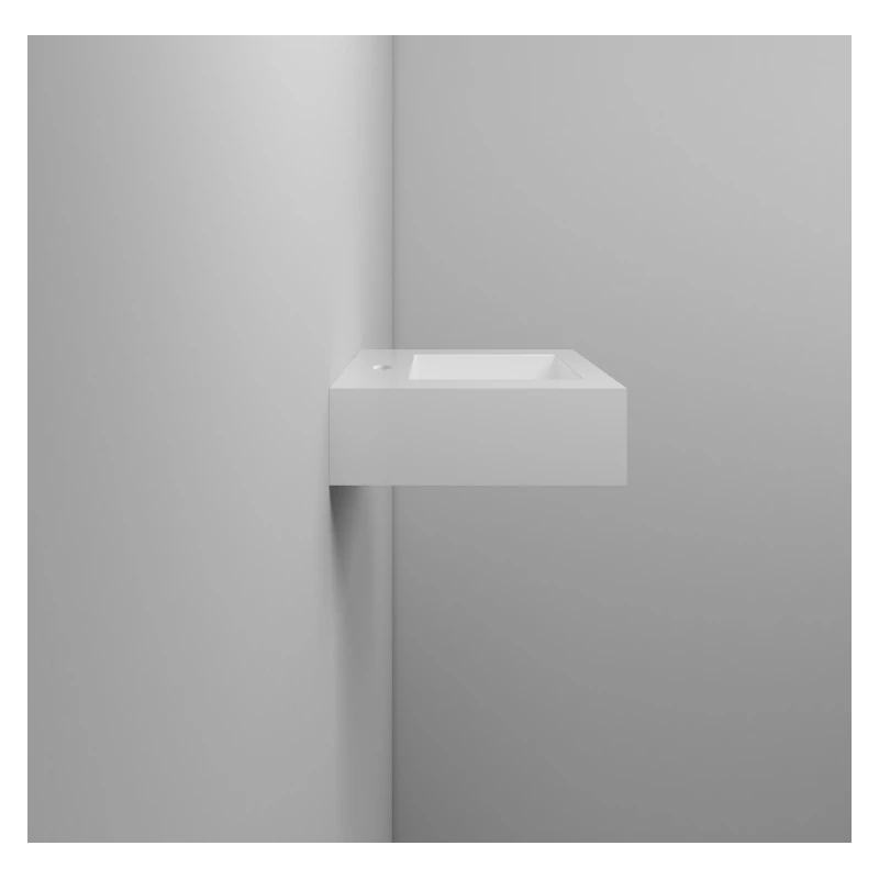 Lavabo sospeso Feridras L60cm in resina bianco lucido