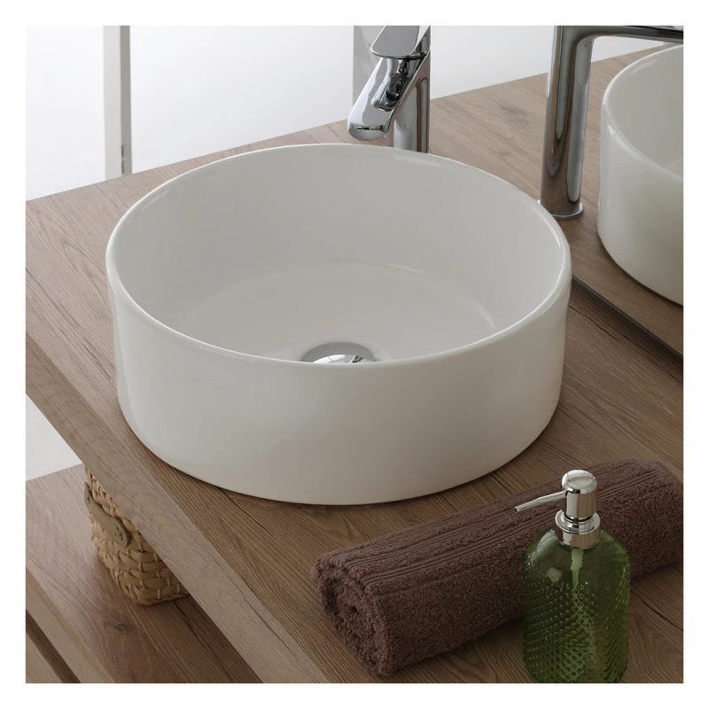 Lavabo da appoggio tondo Feridras bianco 40 cm