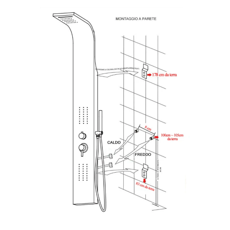 Colonna doccia Feridras Miami in acciaio inox
