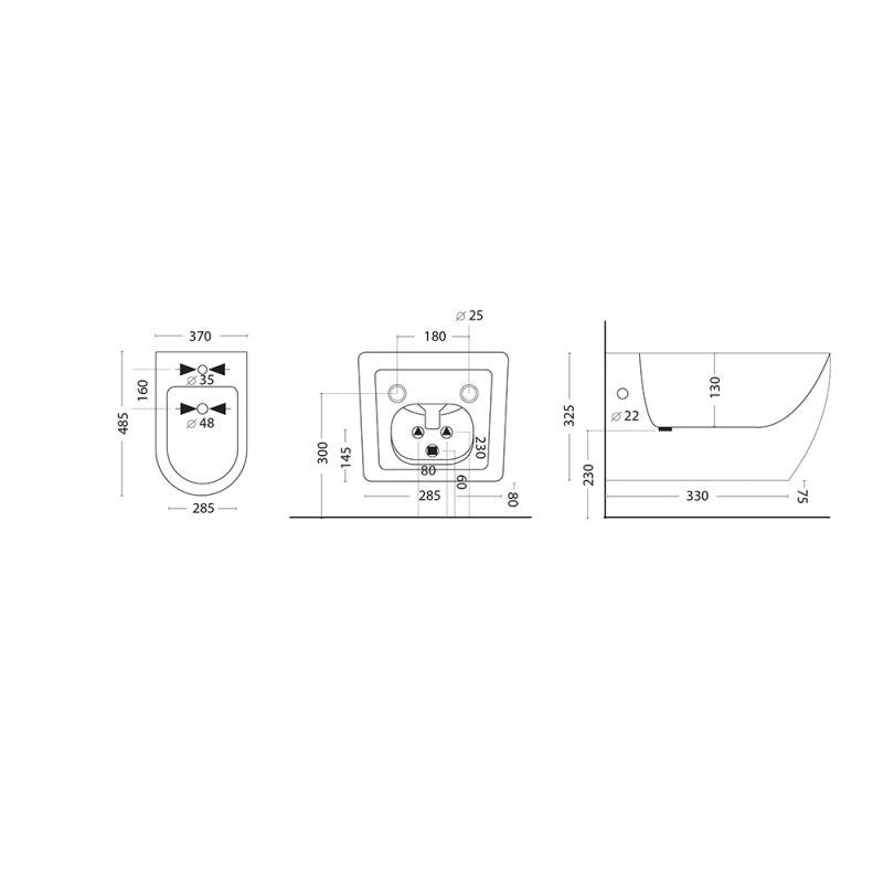 Bidet sospeso Feridras T-Slim 36 cm bianco lucido
