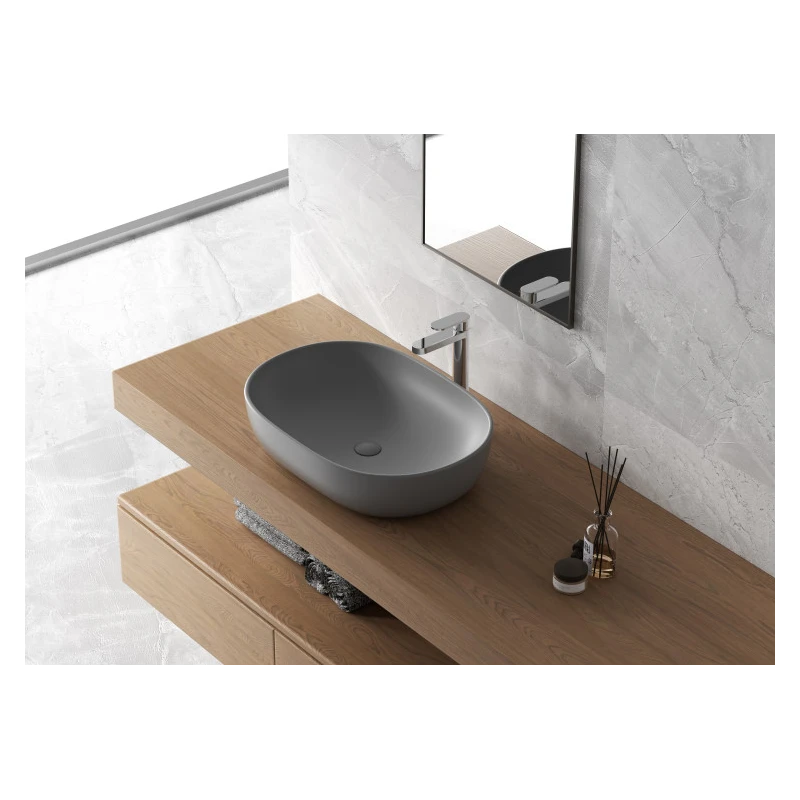 Lavabo da appoggio Feridras 60 cm grigio opaco