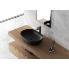 Lavabo Feridras 60 cm nero opaco in ceramica