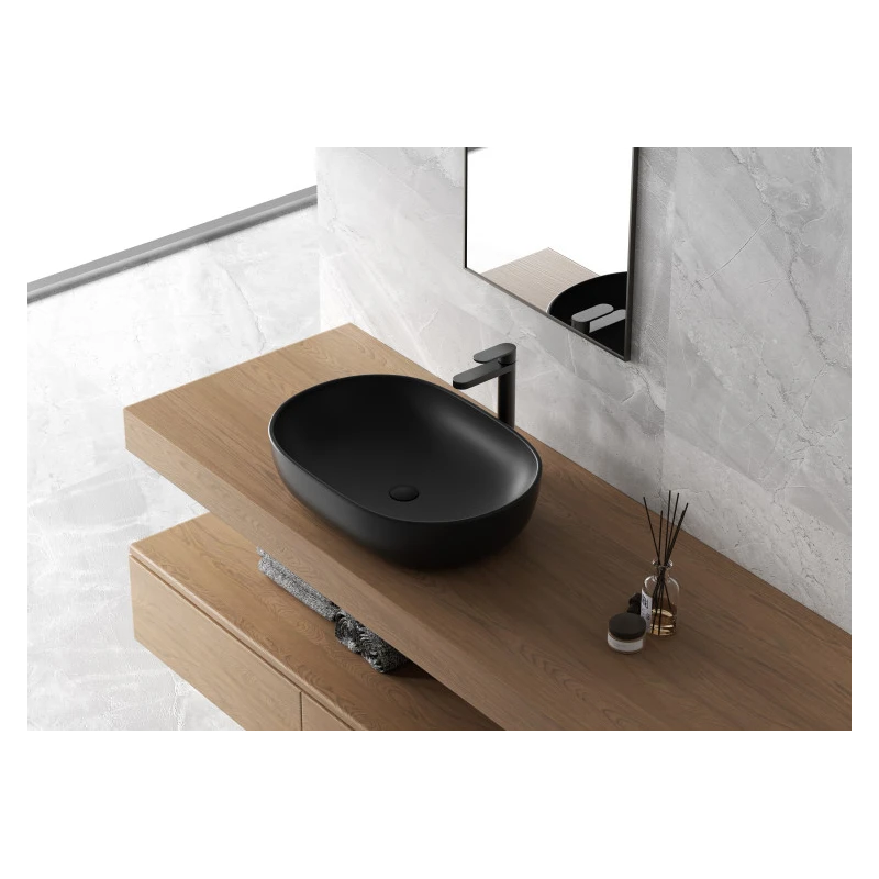 Lavabo Feridras 60 cm nero opaco in ceramica