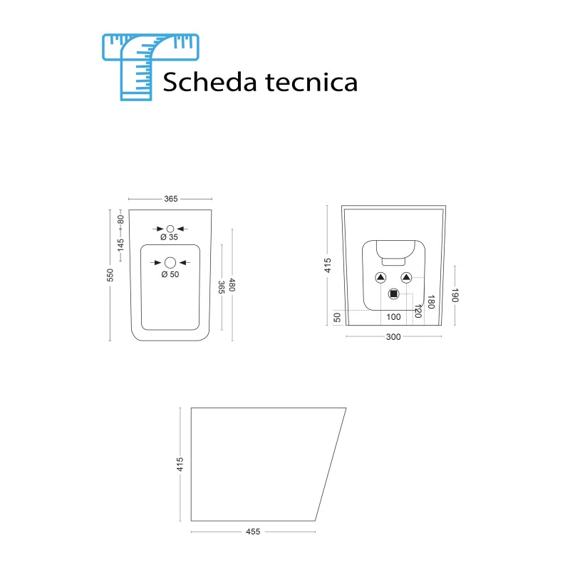 Bidet Feridras Serie Q in ceramica bianco lucido