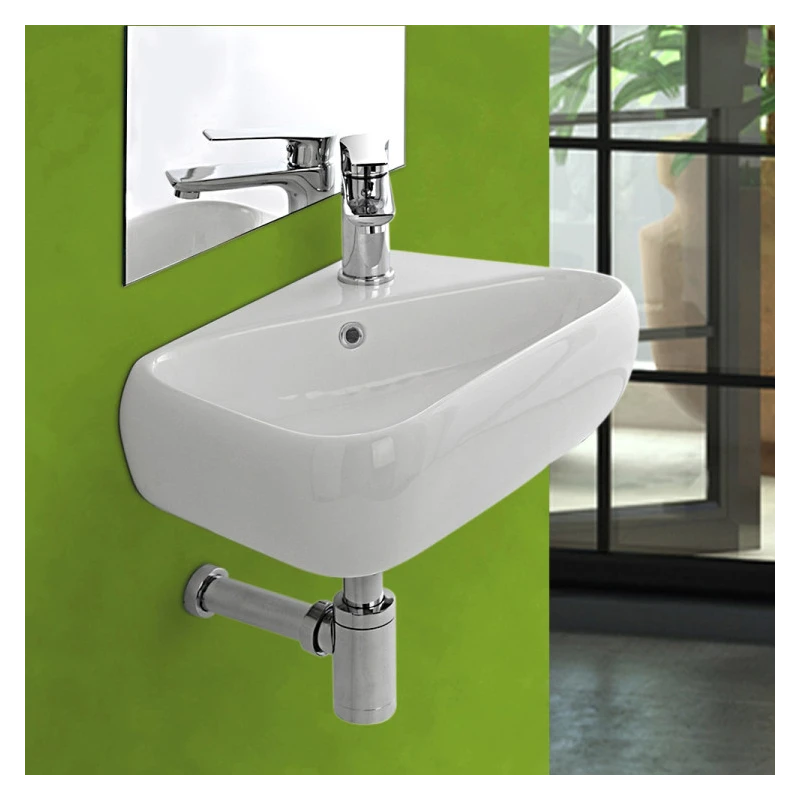 Lavabo sospeso Feridras 45 cm bianco lucido