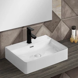 Lavabo da appoggio Feridras 50 cm bianco lucido