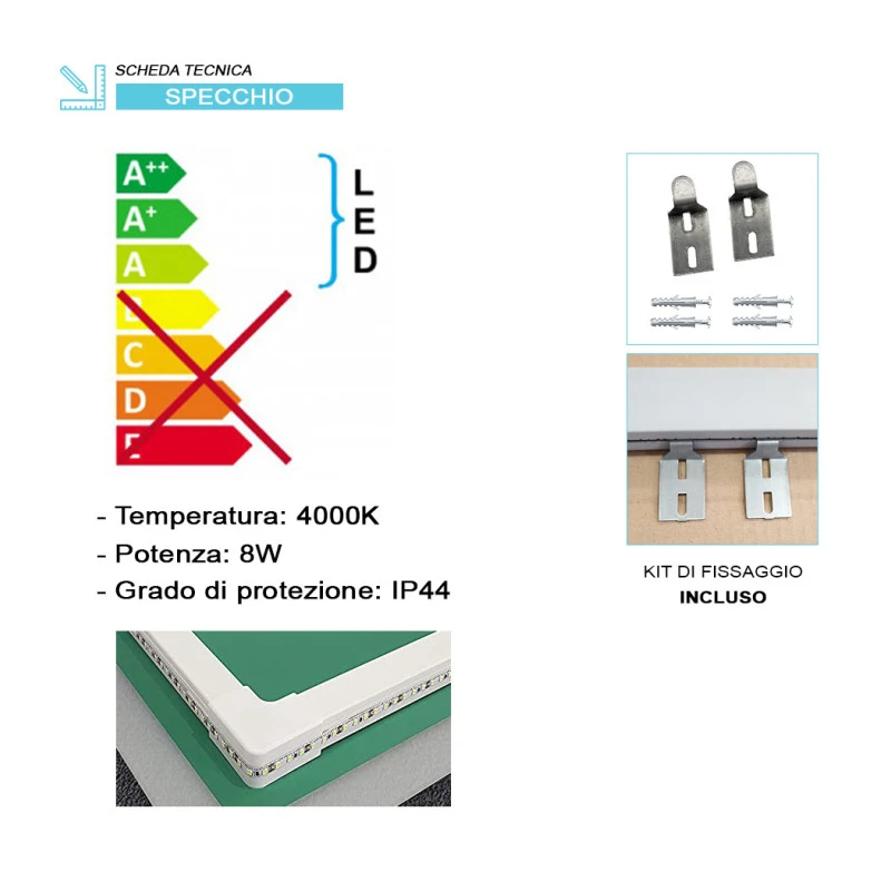 Specchio retroilluminato Feridras Line 60x90 LED