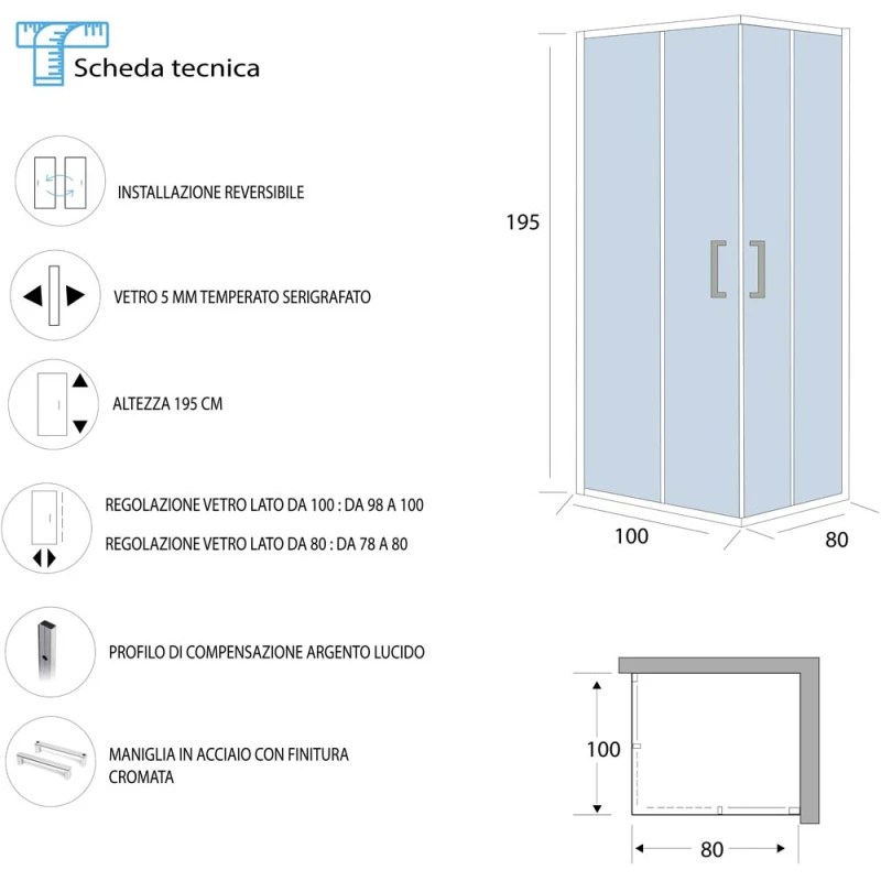Box doccia angolare Feridras T-Special 100x80