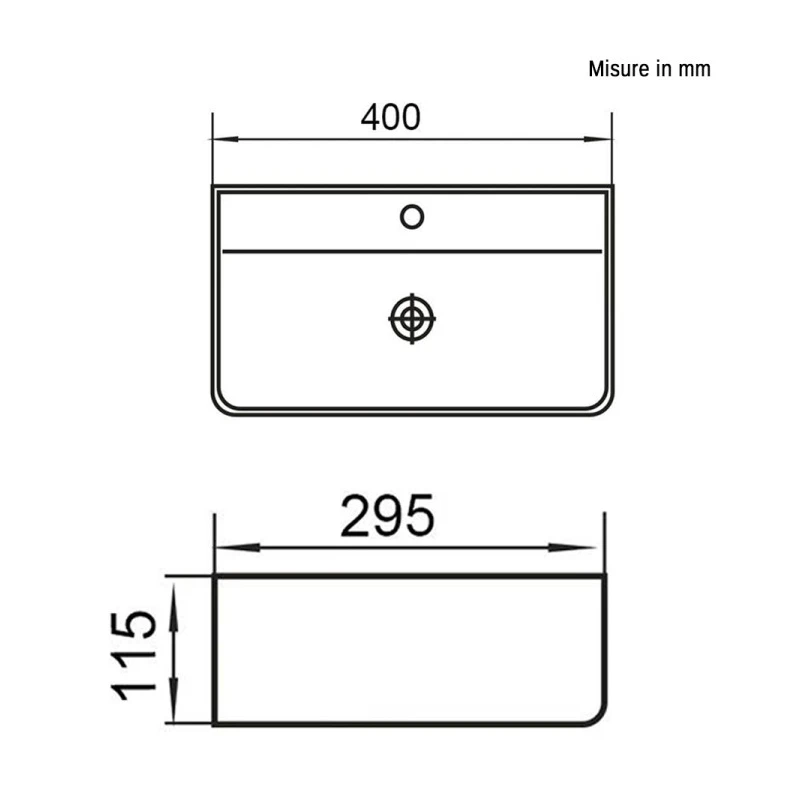 Lavabo sospeso Feridras 40 cm bianco lucido